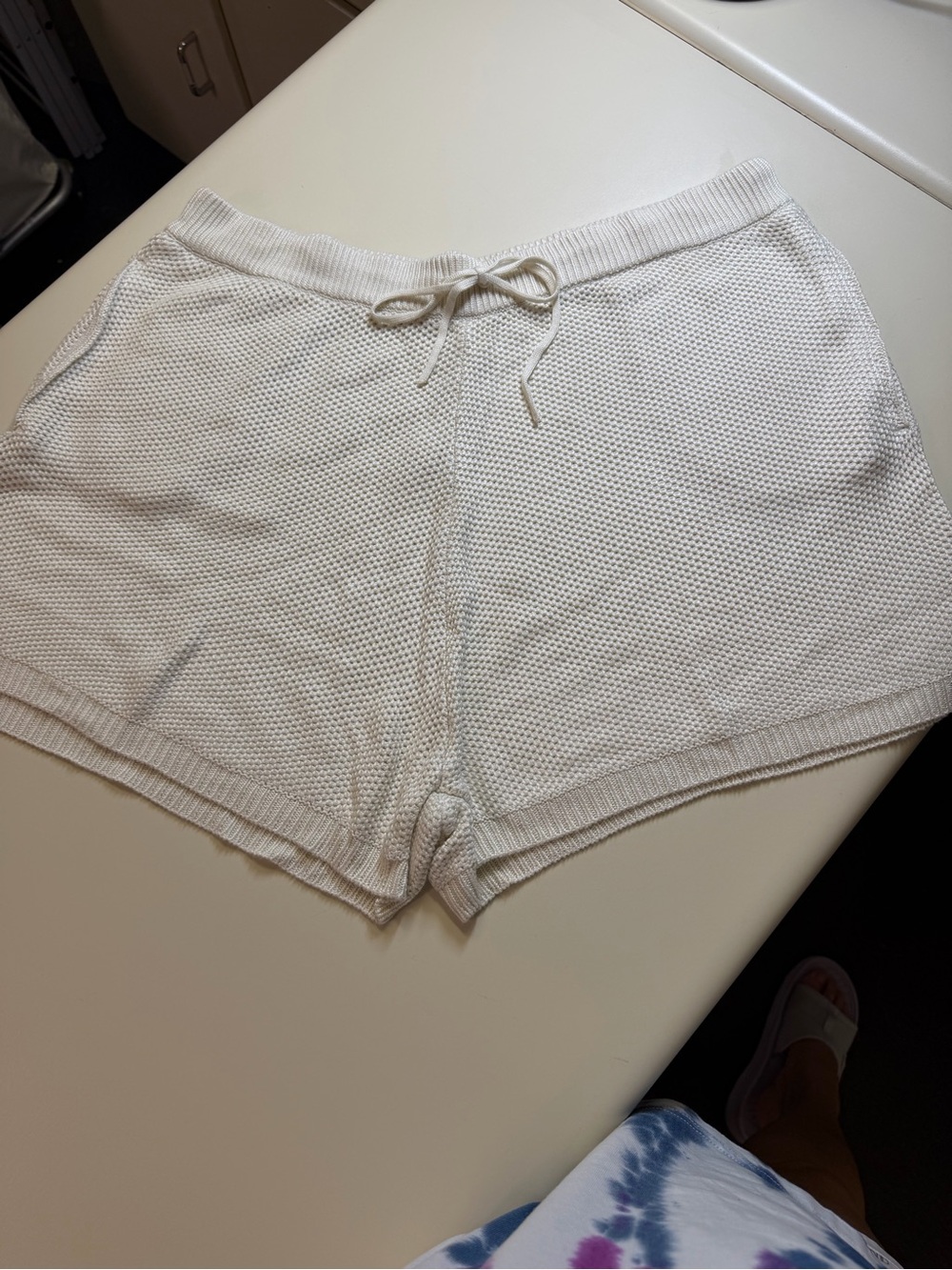 PINK Victoria's Secret White Knit Drawstring Swim Coverup Shorts